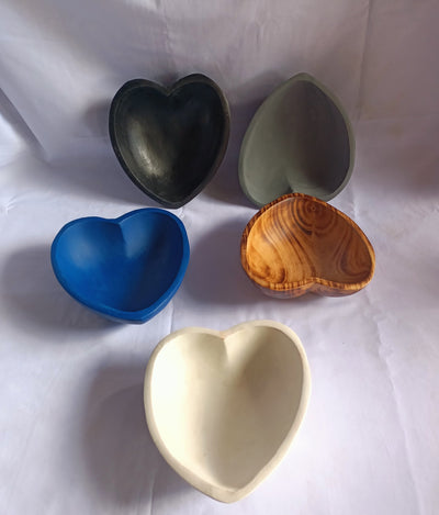 ONSALE Wholesale Handmade Heart shaped Bowls Set of 5 Coloured Dough Bowls Farmhouse Decor and Gift Bowls Valentines Colours Candle Bowls
