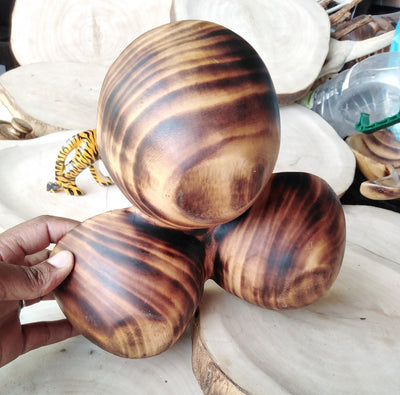 Wholesale Vintage Wooden Wood Display Dough Bowl Centerpiece. Three wick Rustic Candle Bowl.3 Dough Bowls in one .Multiple wick.Special Gift