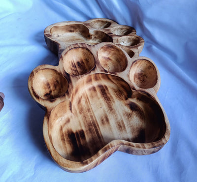 Wholesale Supply Beautiful Hand carved Dog Paw Bowls for Candle set of 4 Pawsome  wooden Candle Bowls/Rustic Home Decor/Boho paw Decor Gift