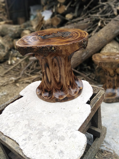 Antique wooden stump Table or Stool For Modern Homes,Outdoor or Indoor Crafts and Art work. Animal painted Table Christmas Gift.