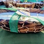 Bulk sale.Rare and Unique Girrafe pattern engraved Wooden Dough Candle Bowls sets of 10 with serrated edges. Wildlife theme multiuse Bowls