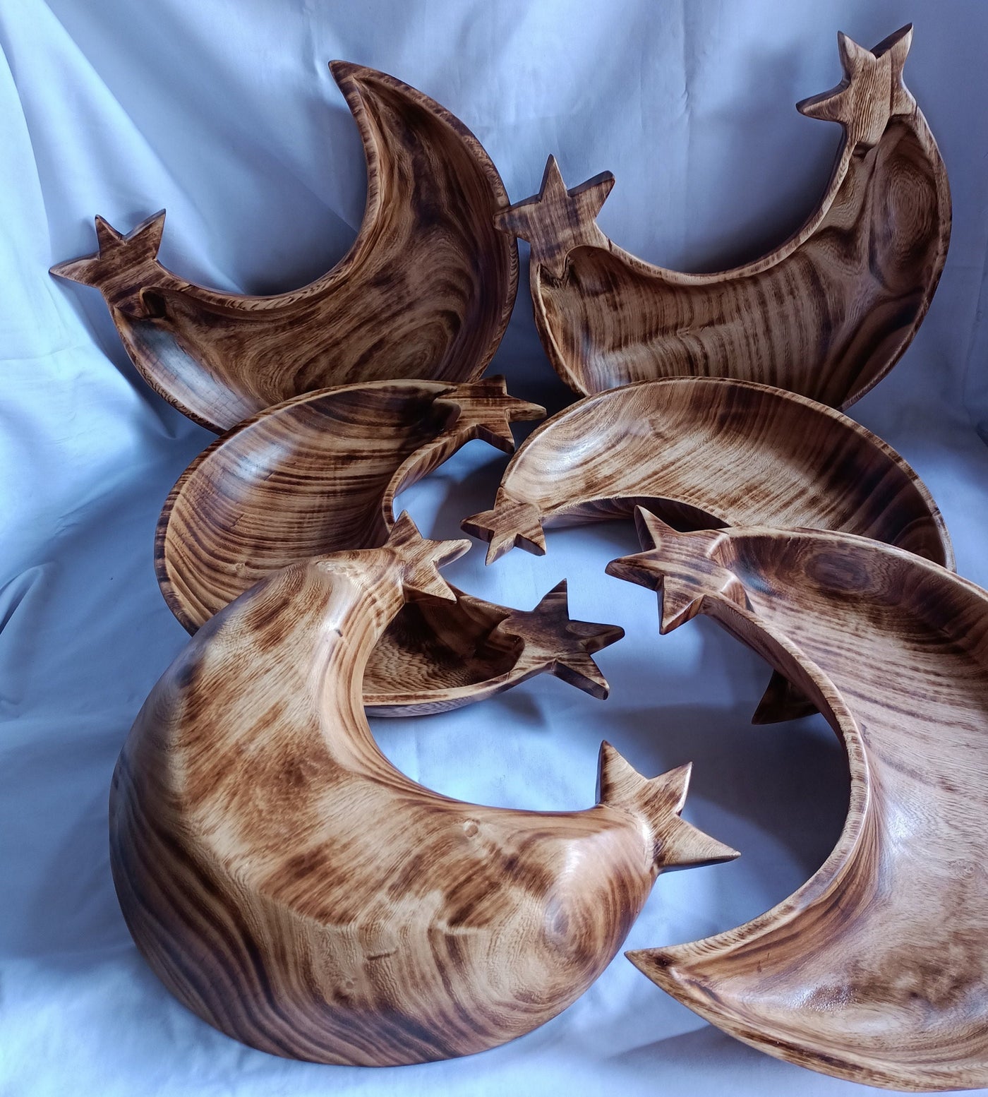 Bulk Supply. Unique Single Star cresent Moon shaped Handcarved Dough Bowls set of 5. Diy Candle Bowls. Farmhouse Decor Bowls.Gift items.