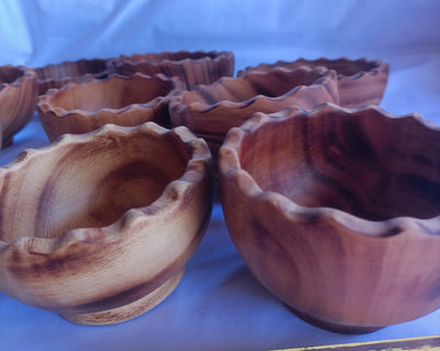ONSALE: Wholesale  set of 10 saw-toothed Dough Bowls. 4" Diameter Wooden wax Bowls Serrations tops. DIY Candle Wax Kit.Christmas Gift items.