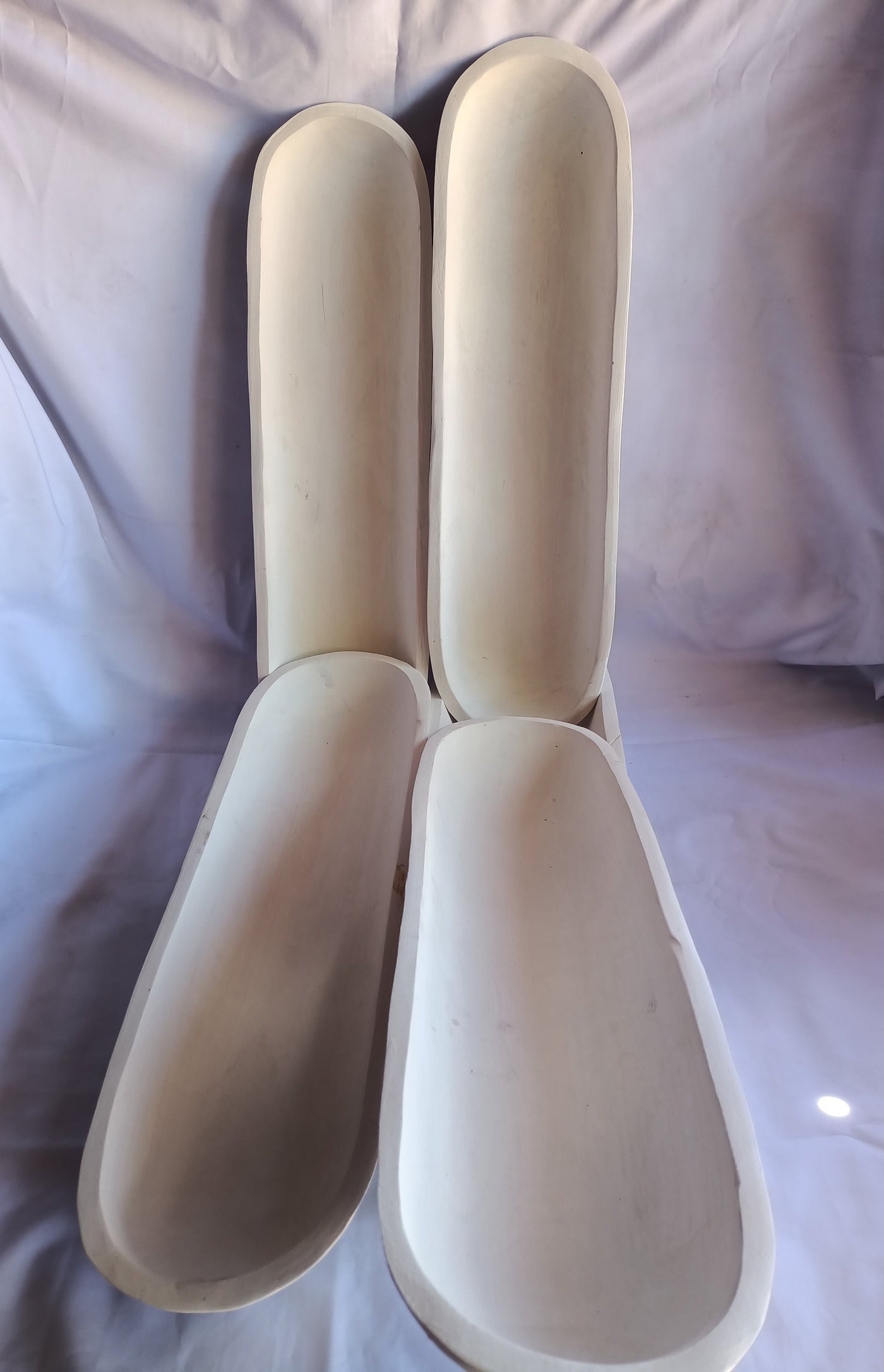 Bulk Long Skinny Wooden Candle Dough Bowls- white set of 5. Centerpiece Home Decor Bowls. Diy Candle Making Kit. 21" Wood Bowls.