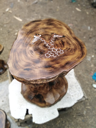 Antique wooden stump Table or Stool For Modern Homes,Outdoor or Indoor Crafts and Art work. Animal painted Table Christmas Gift.