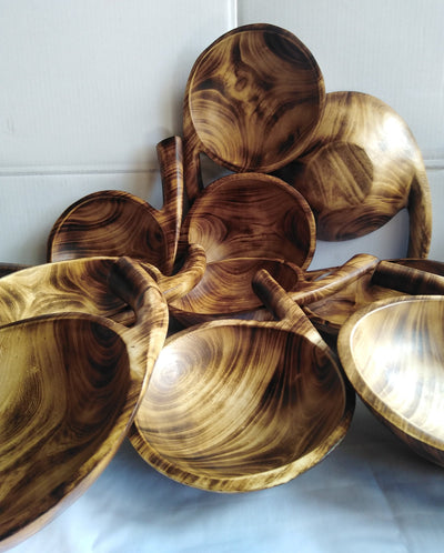 Wholesale. Personalised Unique Handcarved modern Calabash Dough Bowls  set of 10 with handles .Engraved Multipurpose wooden Decor Bowls .