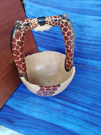 Personalised Animal Themed Shopping Basket.Handcarved Girrafe Shopping Bag.Shopping Cart. Animal Wooden Wicker Bag. Zebra Fruit Display Bag