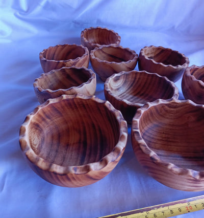 ONSALE: Wholesale offer  10 saw-toothed Dough Bowls. 5" Diameter Wooden wax Bowls Serrations tops. DIY Candle Wax Kit.Christmas Gift items.