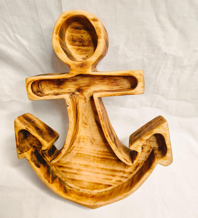 Wholesale Anchors Dough Bowls 8x11" Hand carved wood Anchor Bowl set of 12pcs Summer Candles Decoration Gift items  Bowls.wooden Candle Gift