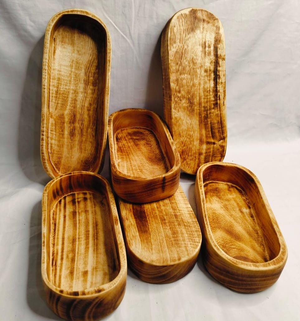 Rustic Wooden Dough Bowl for Candle Making |Hand-Carved Wood Candle Vessels| Farmhouse Decor Candle Bowls set of 6/ Reusable Wood wax Bowl