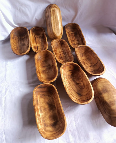 Mini Candle pour Dough Bowl wooden Farmhouse Decor wax Fill vessels set of 10 DIY Projects Gift Bowls wholesale availability 9x4x1.5 inches