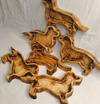 Wholesale Dachshund Dog Wooden Dough Bowls set of 15 Candle Diy 12x5" Handmade Sausage Dog wax pour Farmhouse Decor Gift item Pet FeederBowl