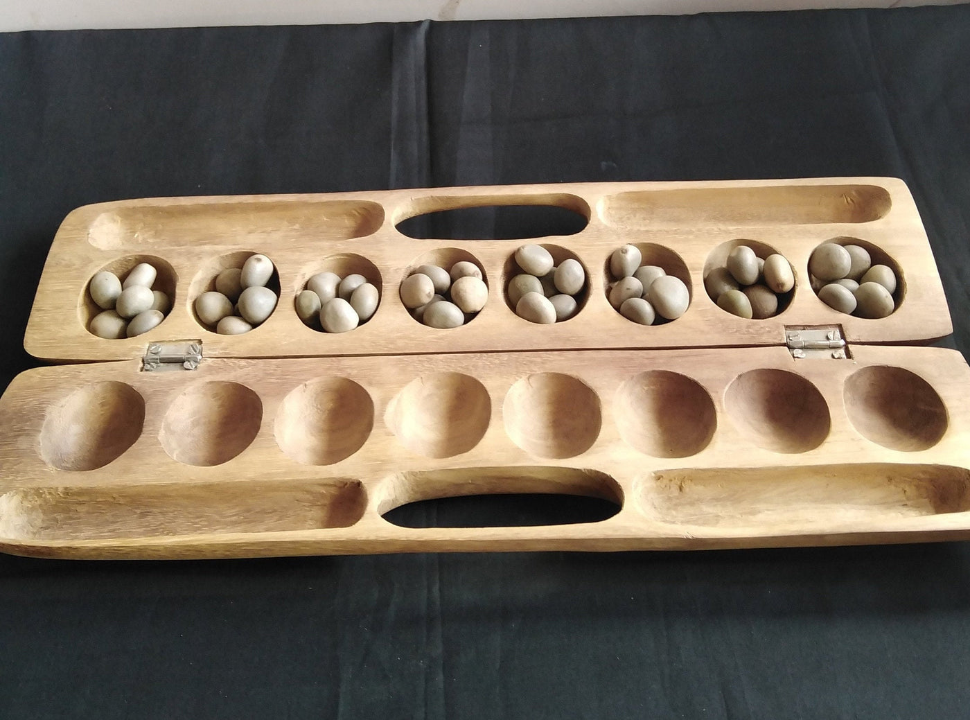 Personalised Antique Mancala Board Game.Inscribed Bao Board Game.Traditional Ajua Game.Hawalis Game of Oman.with Sago palm seeds or Marbles