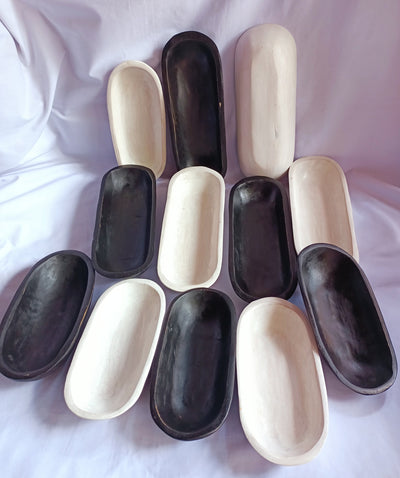 Wholesale Supply.Beautiful Handcarved Dough Bowls For Candle set of 10 (5medium11"and 5-small 9")Black-and-white.Rustic Decor.DIY Candle Kit