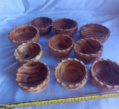 ONSALE: Wholesale  set of 10 saw-toothed Dough Bowls. 4" Diameter Wooden wax Bowls Serrations tops. DIY Candle Wax Kit.Christmas Gift items.