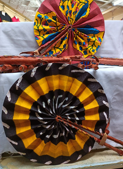 ONSALE.Wholesale Random Ankara Folding fabric fans Set of 185. kente African Hand fan/ Gift Items Fabric leather fan. African Folding Fans.