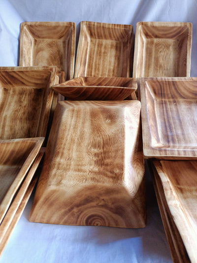 CLEARANCE SALE! WHOLESALE. A Set of 6 Rectangular wooden Dough Bowls 9*7*1.5 .Candle Wax fill Bowls. Farmhouse Decor Items.Diy Art Designs
