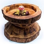 Wholesale! Exquisite Farmhouse Tree trunk Table top Food serving Platter Tray and a  Cloche. Handmade Food Display Decor Serving stem plates