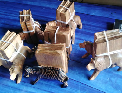 Personalised Wooden Handmade Animal Themed Bookends set of 4. The Split animal Book ends. The African Big five  Bookends. Library Gift Item