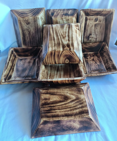 SPECIAL OFFER!Wholesale Gorgeous Handmade Wooden Dough Bowls Set of 20.Stained Wood Candle Display Bowls.Free Shipping worldwide.Decor Bowls