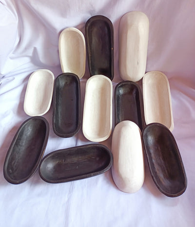 Wholesale Supply.Beautiful Handcarved Dough Bowls For Candle set of 10 (5medium11"and 5-small 9")Black-and-white.Rustic Decor.DIY Candle Kit