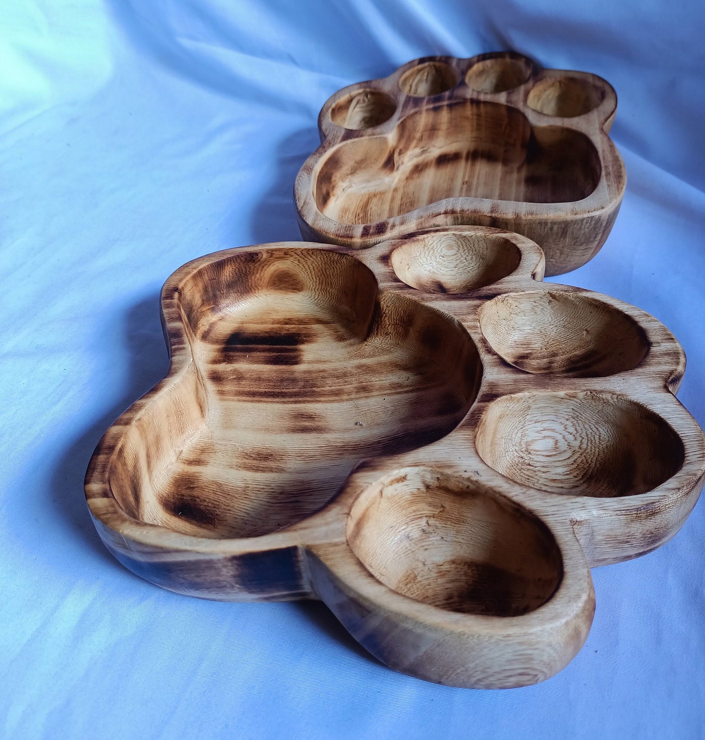 Wholesale Supply Beautiful Hand carved Dog Paw Bowls for Candle set of 4 Pawsome  wooden Candle Bowls/Rustic Home Decor/Boho paw Decor Gift