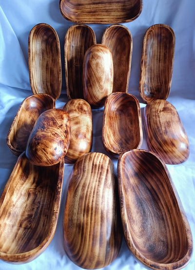 Wholesale Supply.Beautiful Handcarved Dough Bowls For Candle Lots of 10. Wood Bowl 11" and 9". Rustic Home Decor. Candle Making Kit. Diy