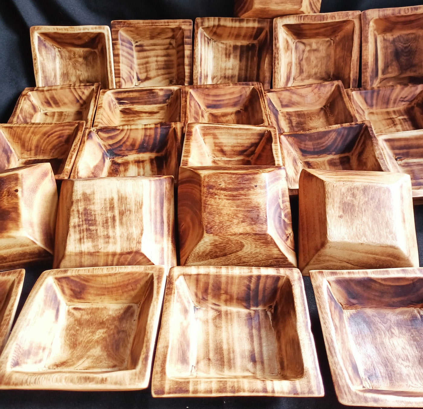 Wholesale! New Arrivals! Small Wooden Handmade 5" Square Candle Dough Bowls Set of 10.Modern Home Decor Bowls. Centerpiece Display wax Bowls