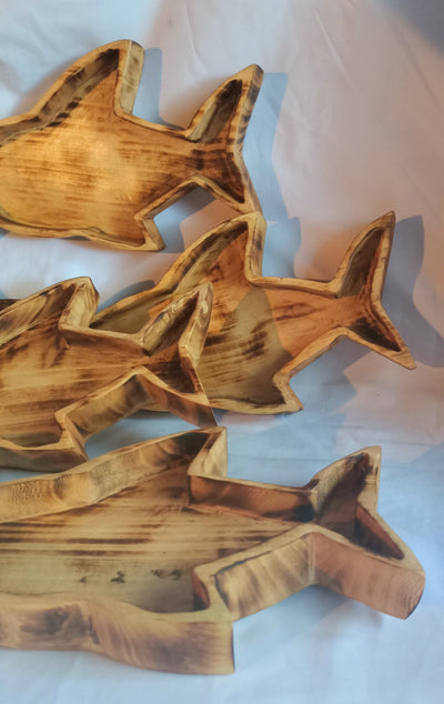 Wholesale Availability.Unique and Rare Handcrafted Shark shaped wooden Dough Bowls set of 4.Nature Bowls.New year Gift items.The Shark Bowl.