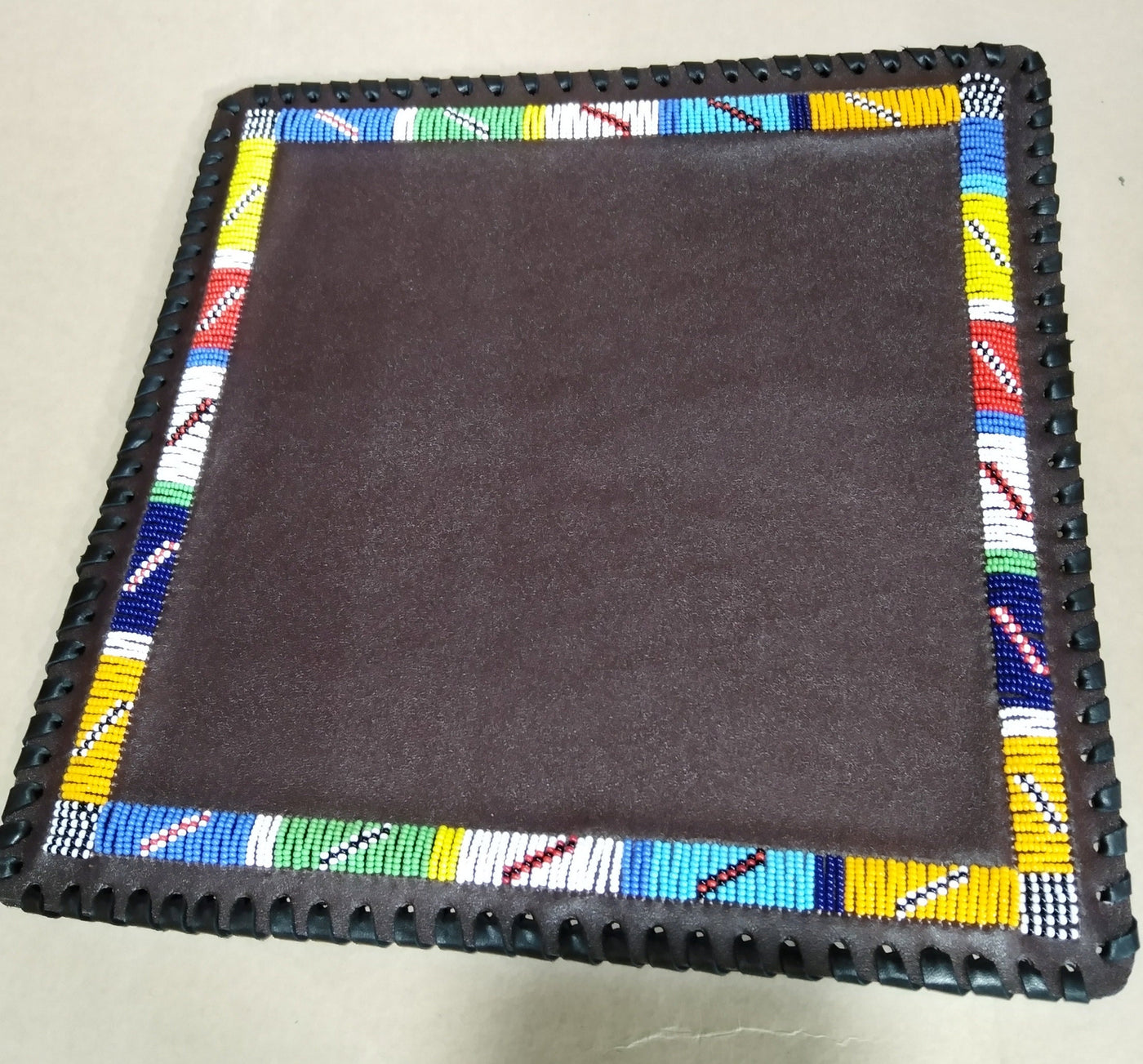 Wholesale. Handmade African Leather Beaded Placematts set of 2. Modern Homes Placemats.Customised Rectangle,square and Round Table Mats.