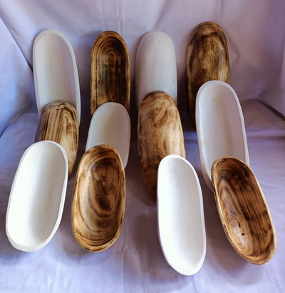 Wholesale Supply. Beautiful wooden White and Natural Candle Dough Bowls Mix of 6. Diy Candle Making Kit 9" white and 11"long Natural