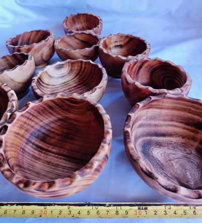 ONSALE: Wholesale offer  10 saw-toothed Dough Bowls. 5" Diameter Wooden wax Bowls Serrations tops. DIY Candle Wax Kit.Christmas Gift items.
