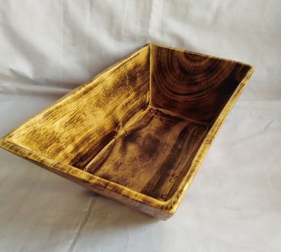 Wholesale Unique  Large Handcarved Dough Bowls set of 5. "The Grand Banquet Bowl"  Wooden multiple wick Candle Display Bowls.Farmhouse Decor