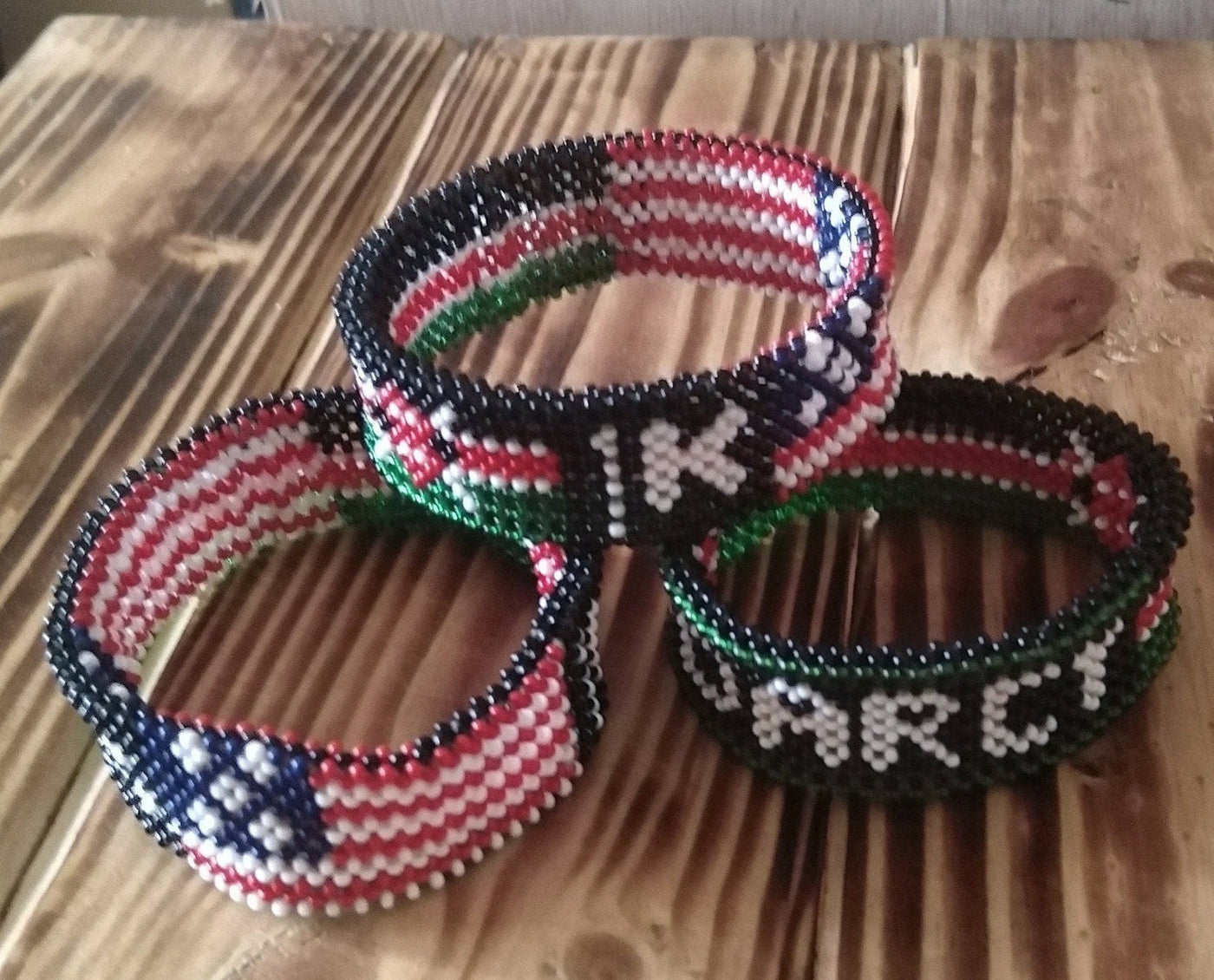 Wholesale United States Flag. Personalized Name Beaded Bracelet. Kenya/American Flag Colours. Handmade Patriotic Custom word Bracelet.