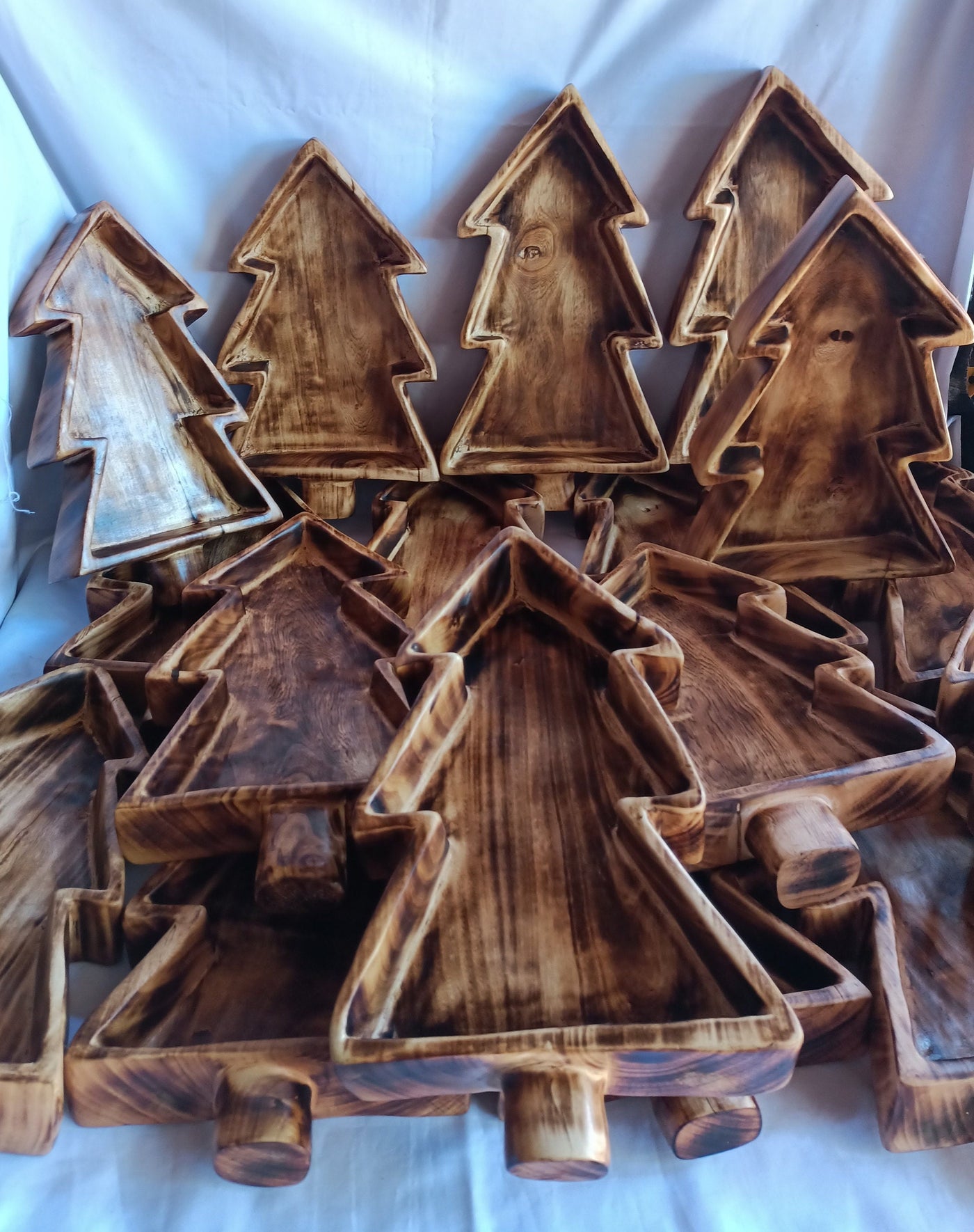 Bulk Sale Available! Handmade Natural wood Stained 12"long 2" HT Handmade Dough Bowls set of 2.Christmas Tree Candle DIY Candle Making  Kit