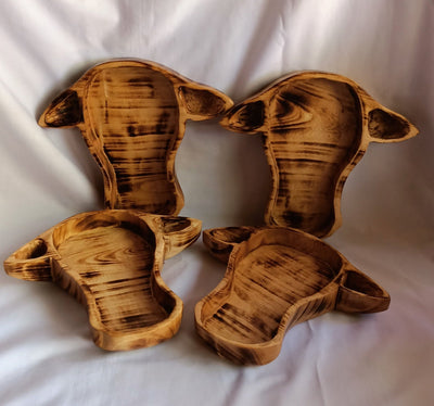 Wholesale Availability:Handcrafted Cow Head Dough Bowls set of 4 Handcarved Hornless Decor Display Event Bowls.Farmhouse.Cow head wall Decor