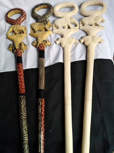 Fathers Walking Cane Gift.Antique Animal Carved walking wooden cane. Lion/Elephant /Giraffe walking Stick. The Best Gift for Fathers Day