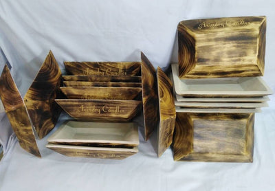 Personalized 9*7" Natural wood Dough Bowls Painted white on the Inside Surface. QTY 10 Beautiful Engraved Business name Candle Bowls. SALE.