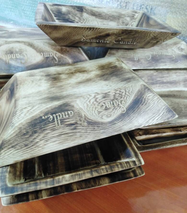 Wholesale Bundle of 8 Personalized Candle Bowls 9*7" medium - medium Dough Bowls Natural Wood stained