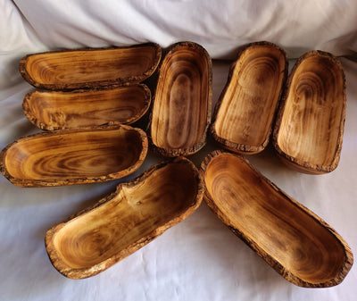 Wholesale Supply.Unique Newly Handcarved Dough Bowls For Candle with the bark  set of 8 medium-4 and small-4 mix 11"and 9".Rustic Home Decor