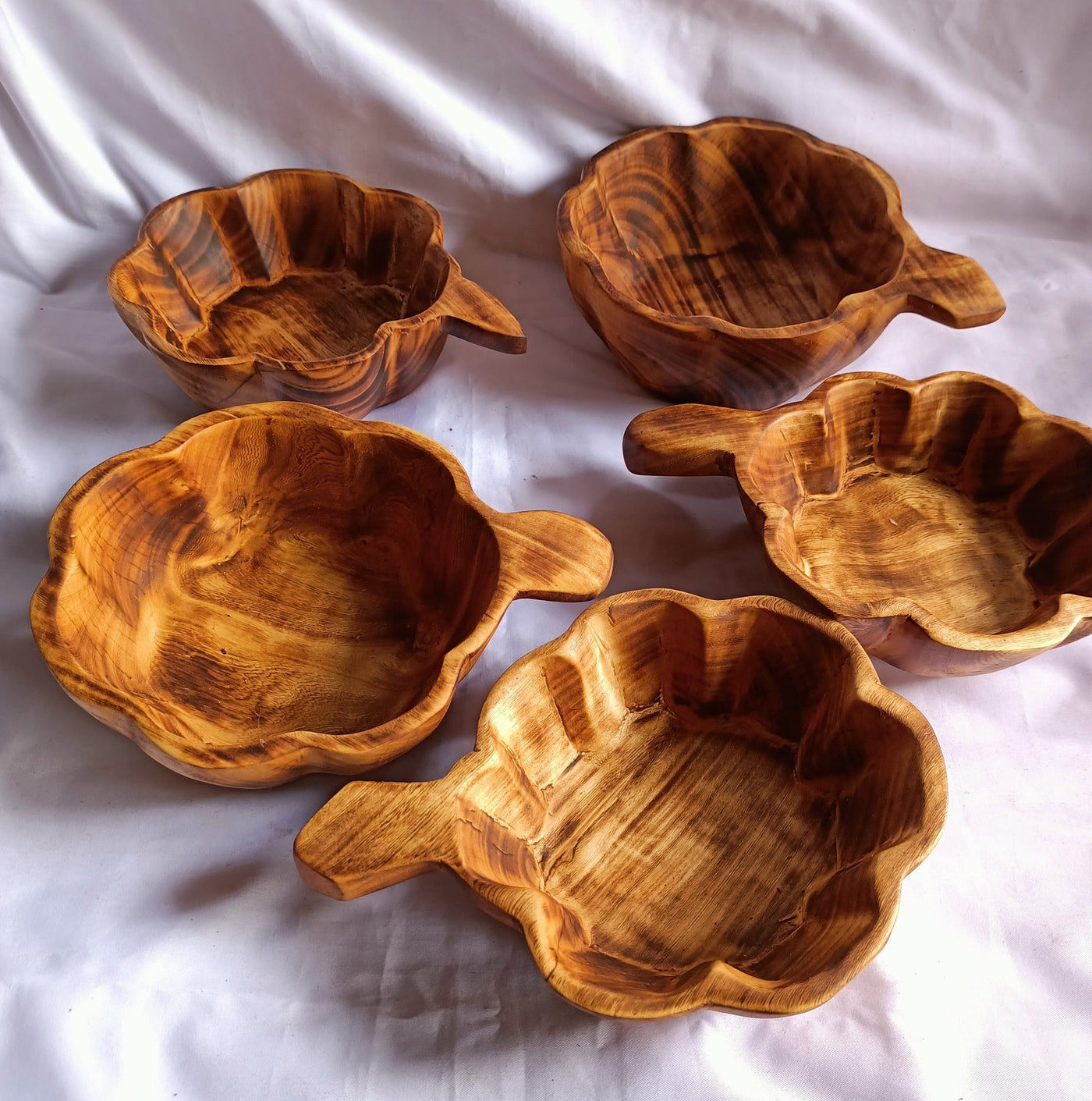 Wholesale Discounts. Beautifully Handcrafted Unique medium Pumpkin Dough Bowls set of 5.DIY Candle Ready Gift Bowls. Centerpiece Decor Bowls