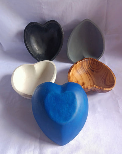 ONSALE Wholesale Handmade Heart shaped Bowls Set of 5 Coloured Dough Bowls Farmhouse Decor and Gift Bowls Valentines Colours Candle Bowls