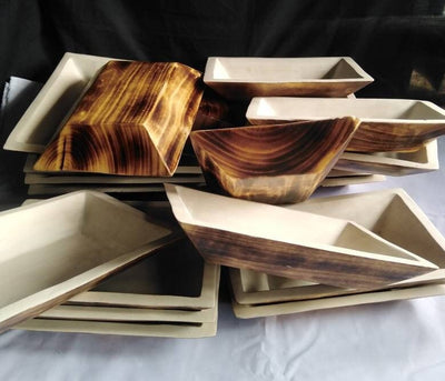 9*7" Natural wood Dough Bowls Painted white on the Inside Surface Bulk. QTY 10 Beautiful Candle Dough Bowls. Offer Sale