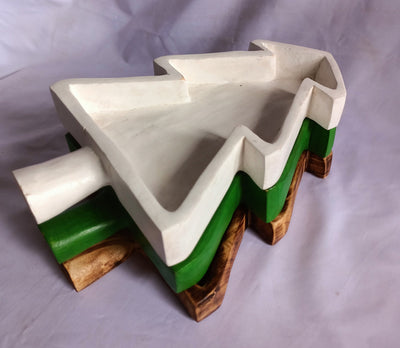 Wholesale Availability! ONSALE.A set of 6 Painted Tree Dough Bowls. Christmas tree wax Pour Candle Bowls Farmhouse Decor Bowls.10 " Long