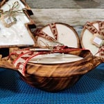New .Double Handle Handmade wooden Ringed Rounded Dough Bowls set of 6.Farmhouse Decor stackable Customized Bowls.Free shipping worldwide.