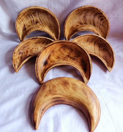 Medium Moon Candle Dough Bowl Crescent Moon Shaped wooden Bowl Candle Fill Bowl Vessel DIY wax Qty 6 Christmas anniversary Gifts for Her