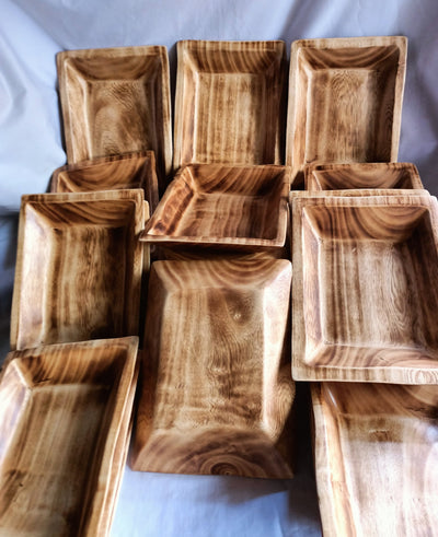 CLEARANCE SALE! WHOLESALE. A Set of 6 Rectangular wooden Dough Bowls 9*7*1.5 .Candle Wax fill Bowls. Farmhouse Decor Items.Diy Art Designs