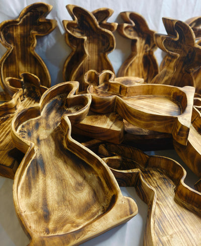 Wholesale Easter Bunnies Bowls/10x6" wooden Dough Bowls Easter Bunnies set of 15pcs/Easter Candles Gift items wax pour Farmhouse DIY Decor