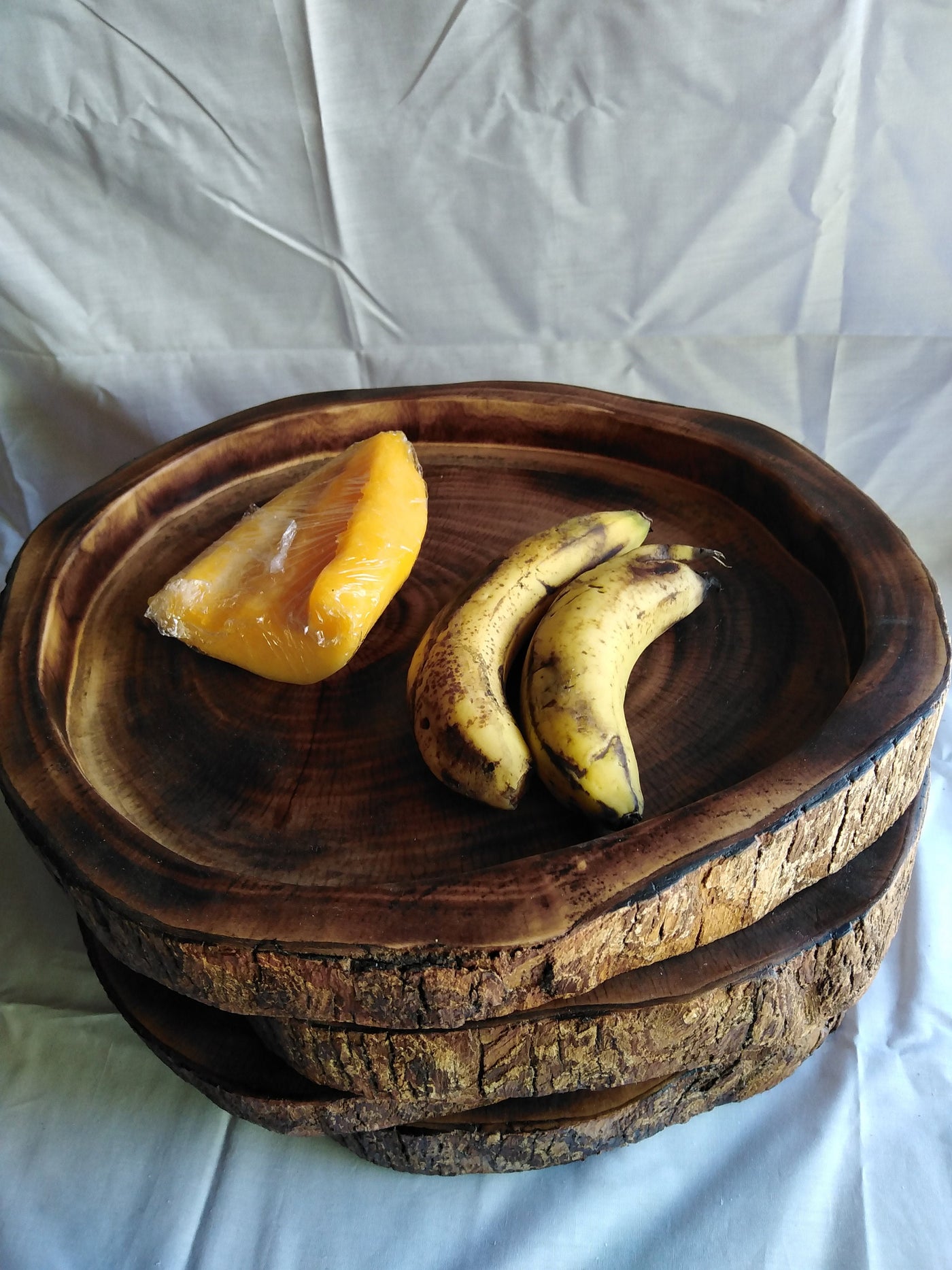 Handmade Antique Tree Trunk platter.Wood Turned Platter. Tree Trunk Chopping Board. Wooden Serving Disc Plate. Wood Bread meat Serving Tray.